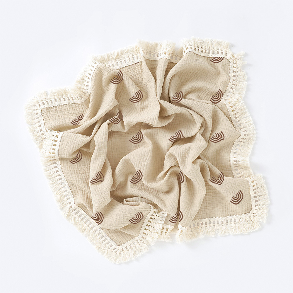Blanket Muslin Tassel Oat Rainbow Neutrum Bear
