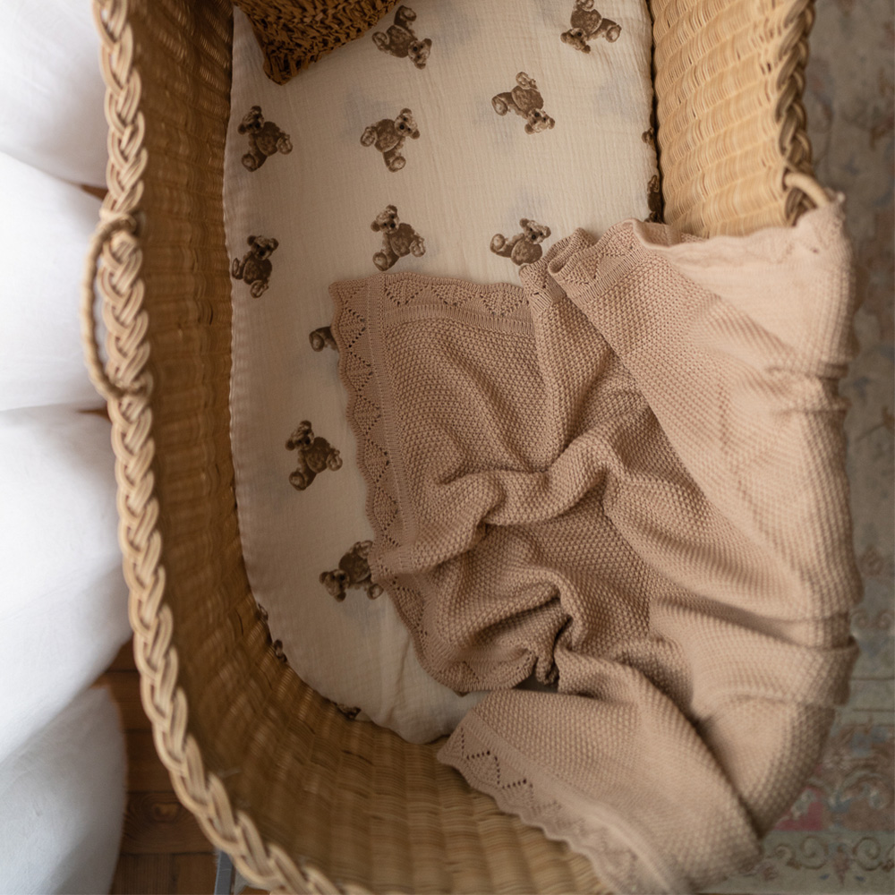 Blanket Muslin Tassel Bear Pattern Neutrum Bear