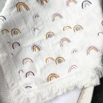 Blanket - Muslin Tassel - White Rainbow