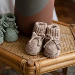 Knitted Booties - Organic Cotton - Coffee