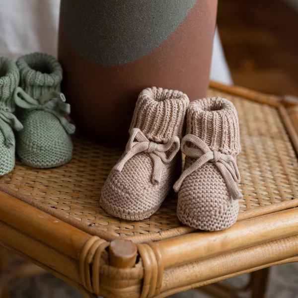 Knitted Booties - Organic Cotton - Coffee