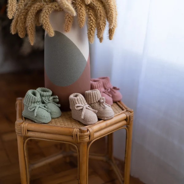 Knitted Booties - Organic Cotton - Coffee