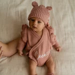 Knitted Legless Frill Romper, Hat & Booties Set - Organic Cotton