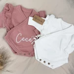 Knitted Legless Frill Romper, Hat & Booties Set - Organic Cotton