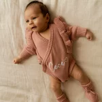 Knitted Legless Frill Romper, Hat & Booties Set - Organic Cotton