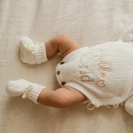 Knitted Legless Hello World Romper, Hat & Booties Set - Organic Cotton