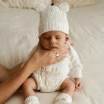Knitted Legless Hello World Romper, Hat & Booties Set - Organic Cotton