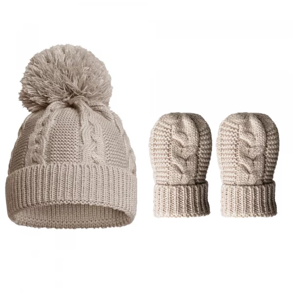 Pom Hat & Mittens Set