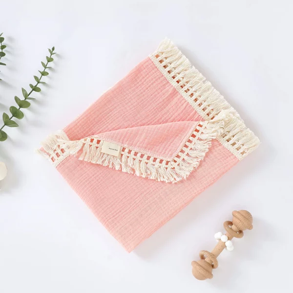 Blanket - Muslin Tassel - Candy Pink
