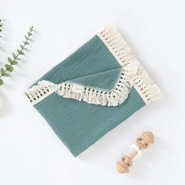 Blanket - Muslin Tassel - Steel Blue