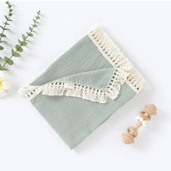 Blanket - Muslin Tassel - Sage Green